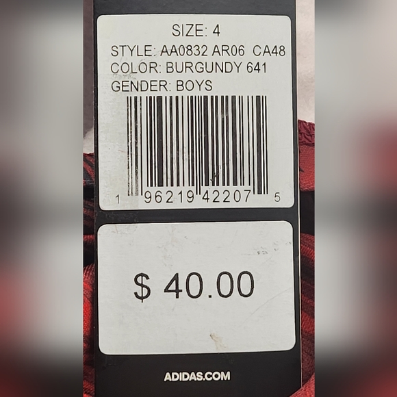 Adidas Boys Burgundy  Pullover Hoody Size 4 - Picture 11 of 11